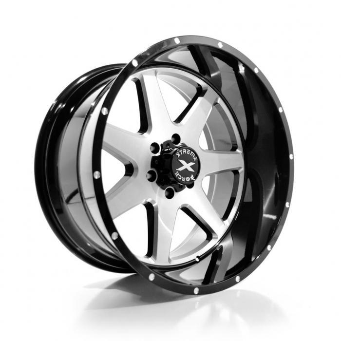 Xtreme Force XF-4 22x12 -44 6x139.7 (6x5.5) Black and Brushed Face - Tires and Engine Performance