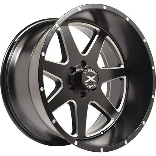Xtreme Force XF-4 22x12 -44 6x139.7 (6x5.5) Black and Milled - Tires and Engine Performance