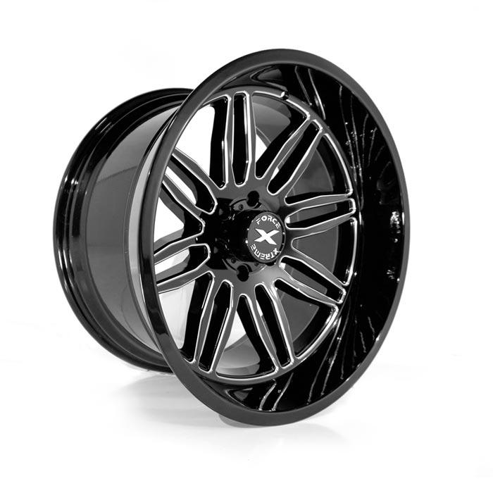 Xtreme Force XF-5 24x14 -76 8x165.1 (8x6.5) Black and Milled - Tires and Engine Performance