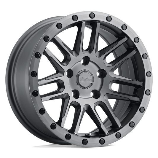 BLACK RHINO ARCHES 18X8 30 5X108 MATTE BRUSHED GUNMETAL W/ BLACK BOLTS C-BORE 76.1