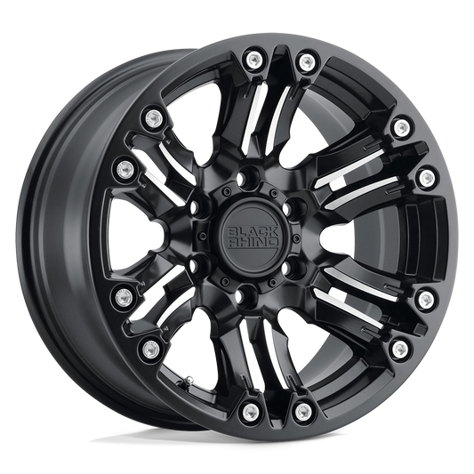 BLACK RHINO ASAGAI 17X8.5 -18 6X139.7 MATTE BLACK & MACHINED W/ STAINLESS BOLTS