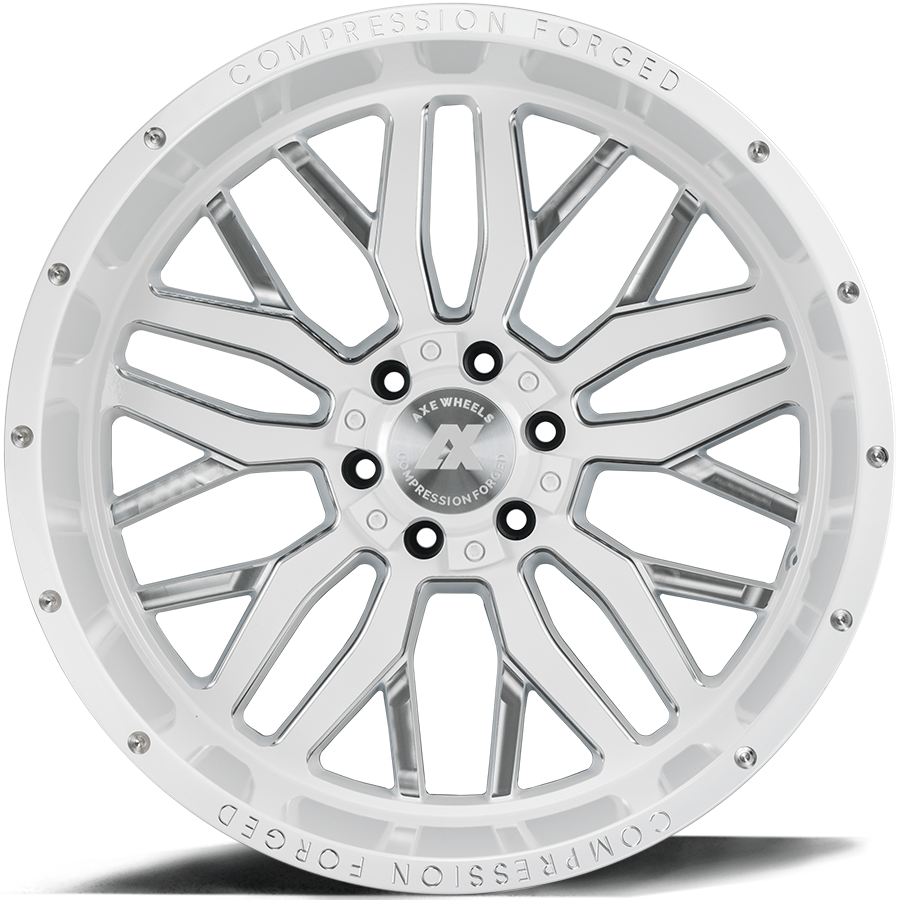 AXE Compression Forged Off-Road AX1.3 24x12 -44 5x127 (5x5)/5x139.7 (5x5.5) Gloss White Milled - Tires and Engine Performance