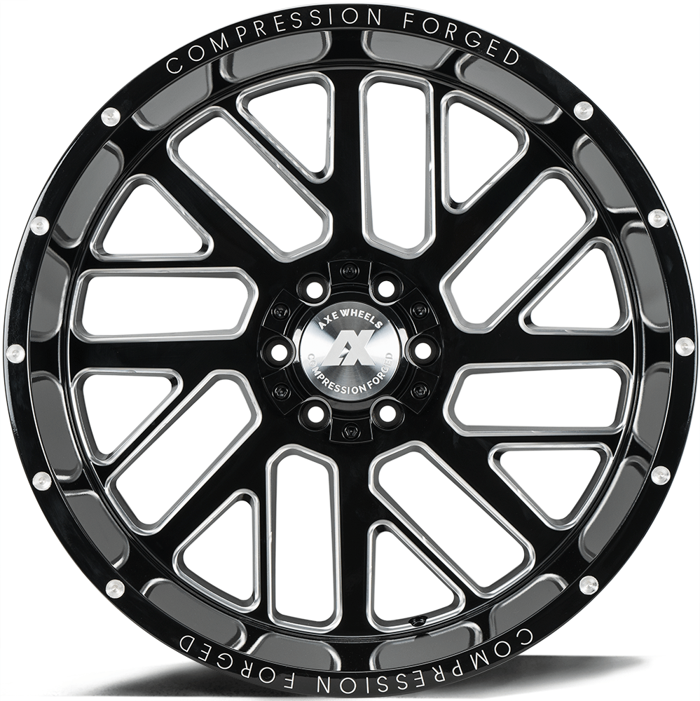 AXE Compression Forged Off-Road AX2.0 22x12 -44 8x165.1 (8x6.5) Gloss Black Milled - Tires and Engine Performance