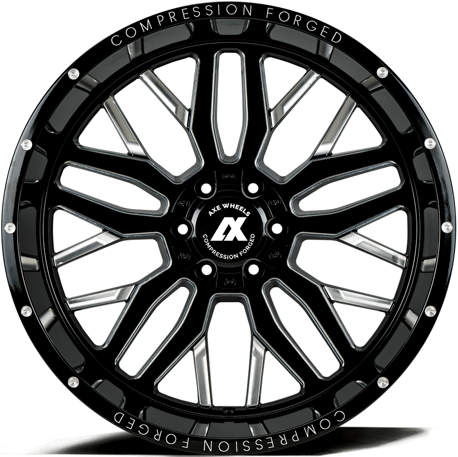 AXE Compression Forged Off-Road AX1.0 22x14 -76 8x170 Gloss Black Milled - Tires and Engine Performance