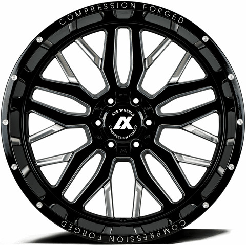 AXE Compression Forged Off-Road AX1.0 24x12 -44 8x180 Gloss Black Milled