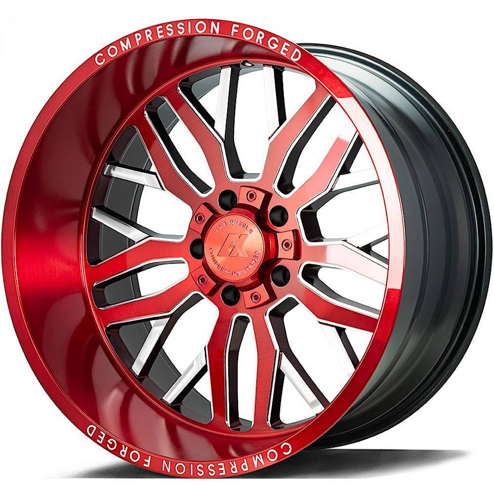 AXE Compression Forged Off-Road AX1.2 22x12 -44 8x165.1 (8x6.5) Candy Red Milled - Tires and Engine Performance