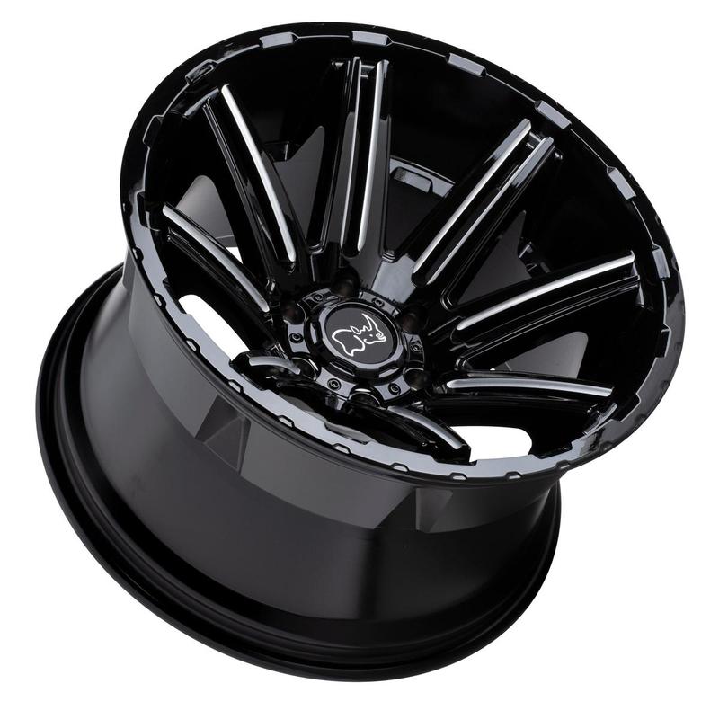 Black Rhino RAMPAGE 20X12 -44 6X135/6X135 GLOSS BLACK W/ MIRROR CUT FACE & TRANSLUCENT CLEAR