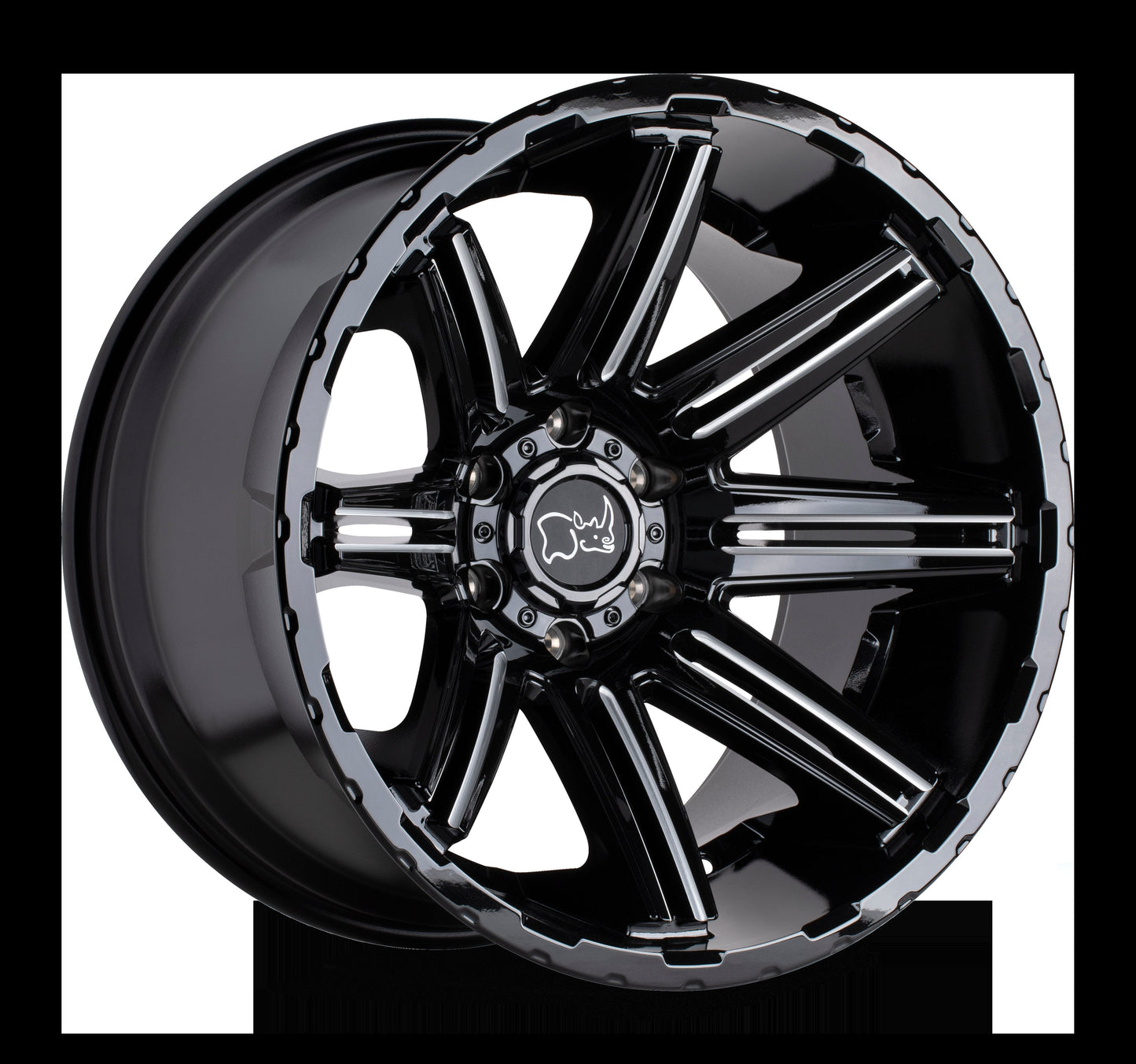 Black Rhino RAMPAGE 20X12 -44 6X135/6X135 GLOSS BLACK W/ MIRROR CUT FACE & TRANSLUCENT CLEAR