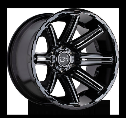Black Rhino RAMPAGE 20X12 -44 6X135/6X135 GLOSS BLACK W/ MIRROR CUT FACE & TRANSLUCENT CLEAR