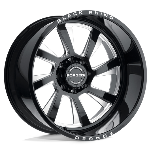 BLACK RHINO BLASTER 22X14 -76 8X180 GLOSS BLACK W/ MILLED SPOKES - DIRECTIONAL