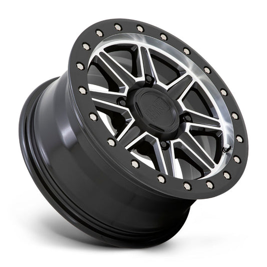 Black Rhino Powersports WEBB UTV 15X7 51 4X156 GLOSS BLACK WITH MACHINED FACE