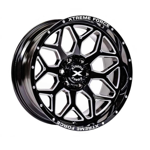 Xtreme Force XF-12 22x12 -51 5x127 (5x5)/5x139.7 (5x5.5) Black and Milled
