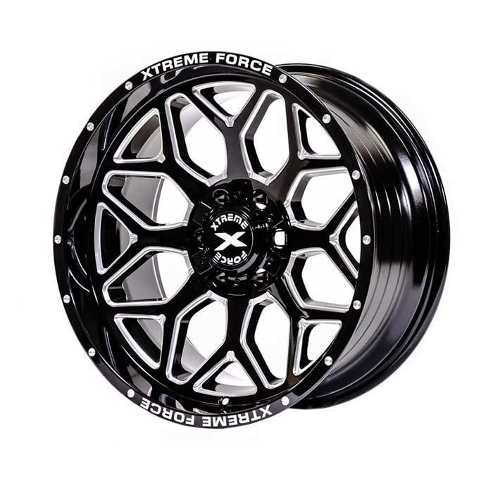 Xtreme Force XF-12 22x12 -51 5x127 (5x5)/5x139.7 (5x5.5) Black and Milled - Tires and Engine Performance