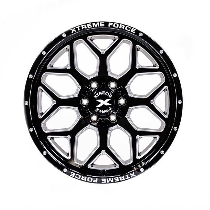 Xtreme Force XF-12 22x12 -51 5x127 (5x5)/5x139.7 (5x5.5) Black and Milled - Tires and Engine Performance