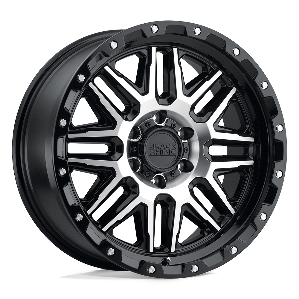 Black Rhino ALAMO 20X9 2 5X139.7/5X5.5 GLOSS BLACK W/ MACHINED FACE & STAINLESS BOLTS