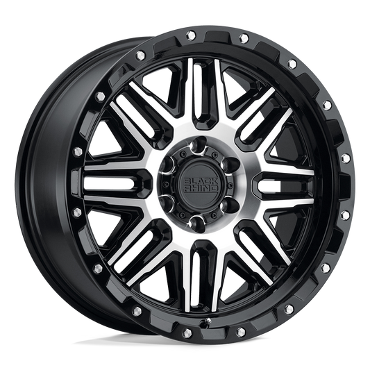 Black Rhino ALAMO 20X9 12 6X139.7/6X5.5 GLOSS BLACK W/ MACHINED FACE & STAINLESS BOLTS