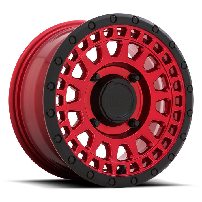 Black Rhino Powersports PARKER UTV BEADLOCK 15X7 36 4X156 CANDY RED WITH BLACK BEAD RING