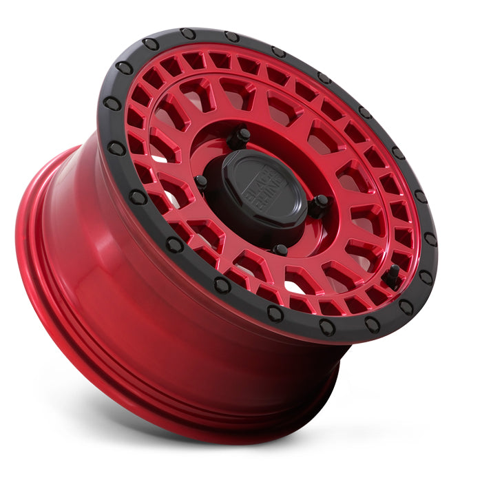 Black Rhino Powersports PARKER UTV BEADLOCK 14X7 51 4X137 CANDY RED WITH BLACK BEAD RING