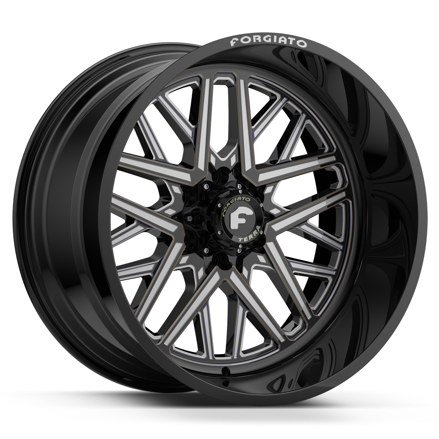 FORGIATO FLOW TERRA 005 24x14 6x135/139.7 6x5.5 -76 OFFROAD BLACK/MILLED | AMP M/T 37x13.50R24 (Wheel and Tire Package) - Tires and Engine Performance