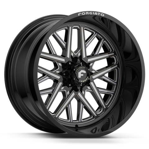 FORGIATO FLOW TERRA 003 24x12/24x14 6x139.7/6x5.5 OFFROAD BLACK/MILLED With Venom Power 35x12.50R24 (Wheel and Tire Package)