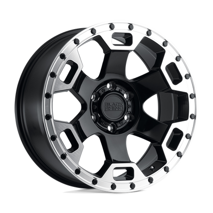 Black Rhino GAUNTLET 17X8.5 0 6X139.7/6X5.5 GLOSS BLACK W/ MIRROR MACHINED RING