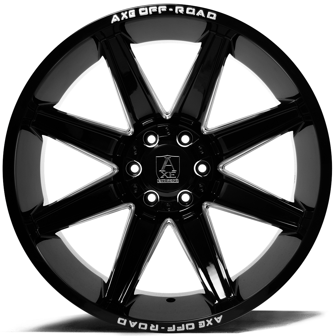 AXE Artemis 20x12 -44 8x165.1 (8x6.5) Gloss Black Milled - Tires and Engine Performance