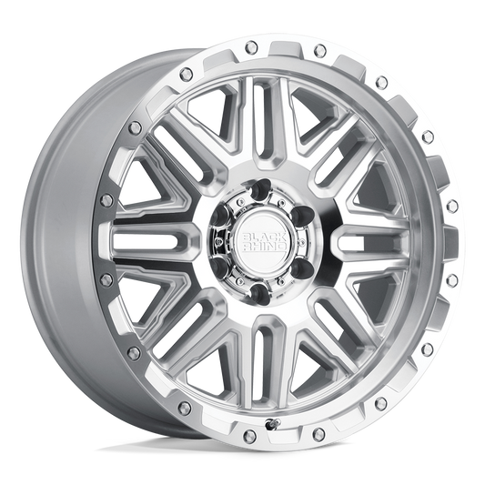 Black Rhino ALAMO 17X9 12 6X139.7/6X5.5 SILVER W/ MIRROR FACE & STAINLESS BOLTS