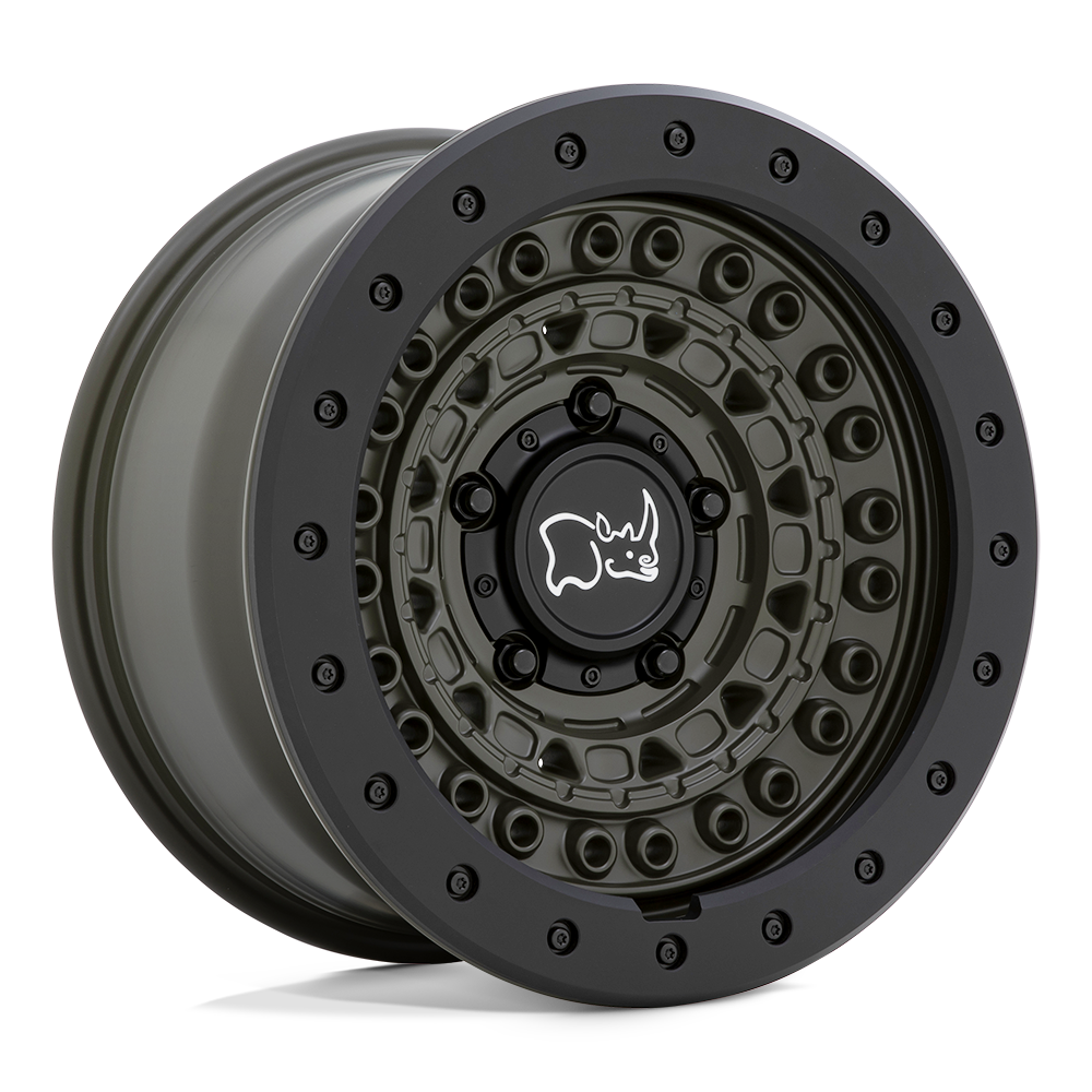 Black Rhino BARRICADE 17X8.5 10 6X120/6X120 OLIVE DABE GREEN WITH BLACK ROCK GUARD
