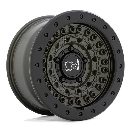 Black Rhino BARRICADE 17X8.5 -18 5X114.3/5X4.5 OLIVE DABE GREEN WITH BLACK ROCK GUARD