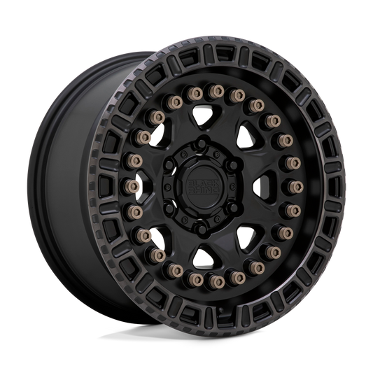 Black Rhino CARBINE 17X8.5 10 6X120/6X120 MATTE BLACK W/ MACHINED TINTED RING & BRONZE BOLTS