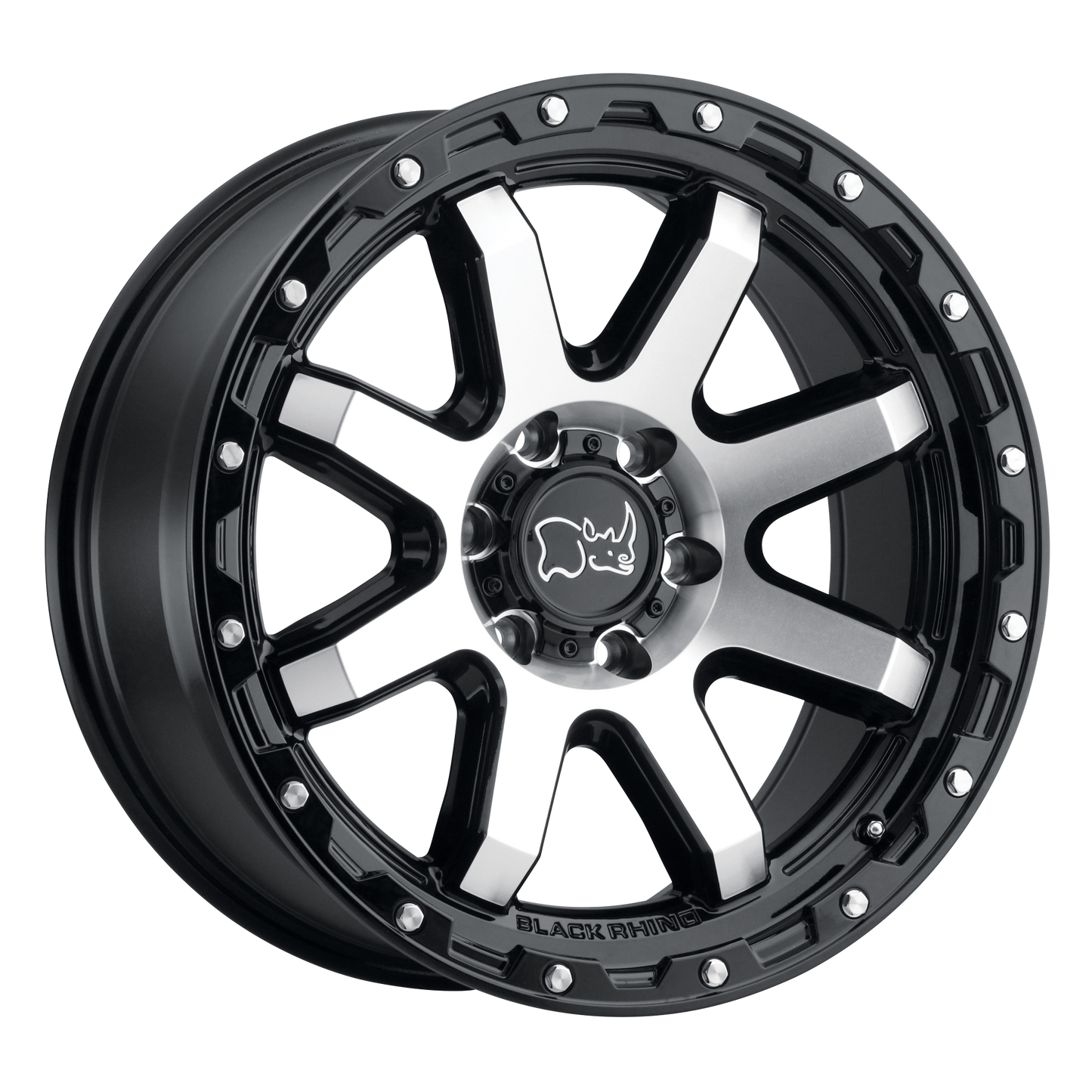 Black Rhino COYOTE 18X9 -18 8X165.1/8X6.5 GLOSS BLACK W/ MACHINED FACE & STAINLESS BOLTS