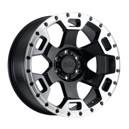 Black Rhino GAUNTLET 17X8.5 0 6X139.7/6X5.5 GLOSS BLACK W/ MIRROR MACHINED RING