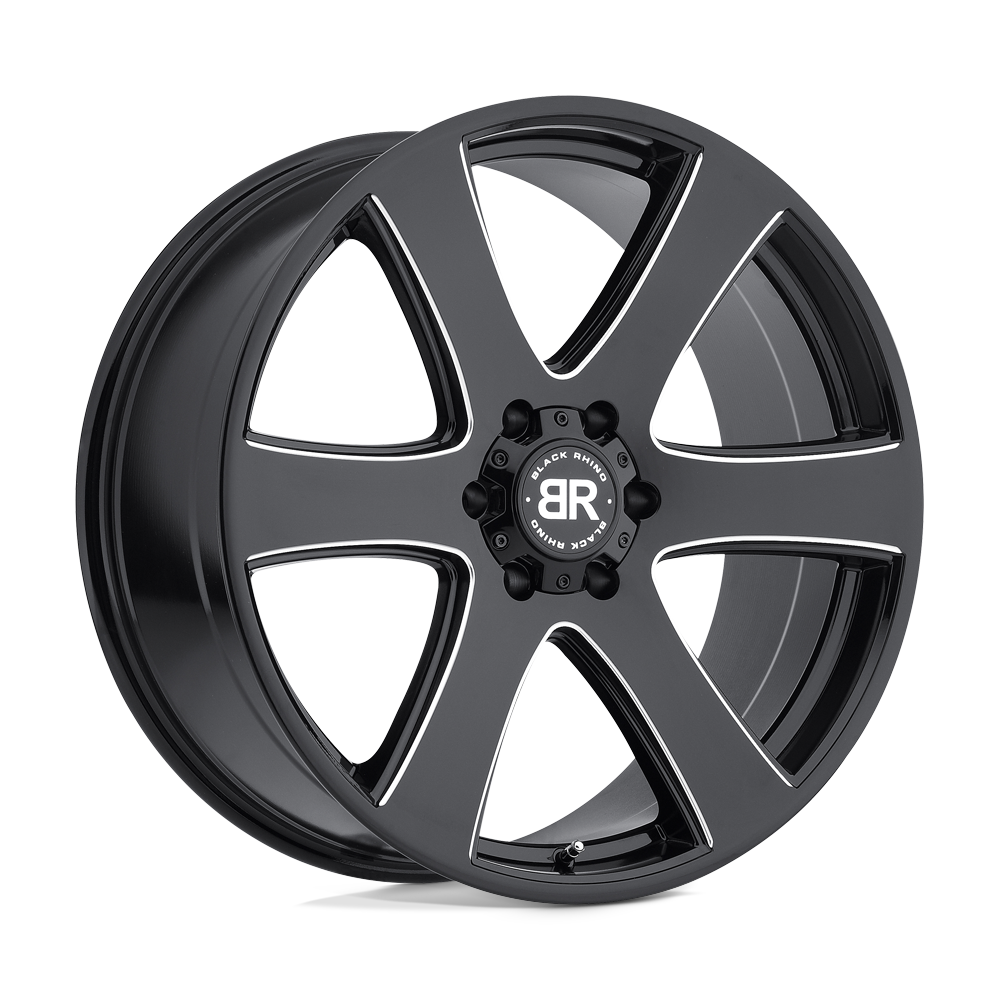 Black Rhino HAKA 22X9.5 30 6X135/6X135 GLOSS BLACK W/ MILLED SPOKES