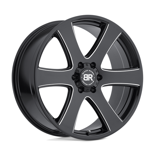 Black Rhino HAKA 22X9.5 25 6X139.7/6X5.5 GLOSS BLACK W/ MILLED SPOKES
