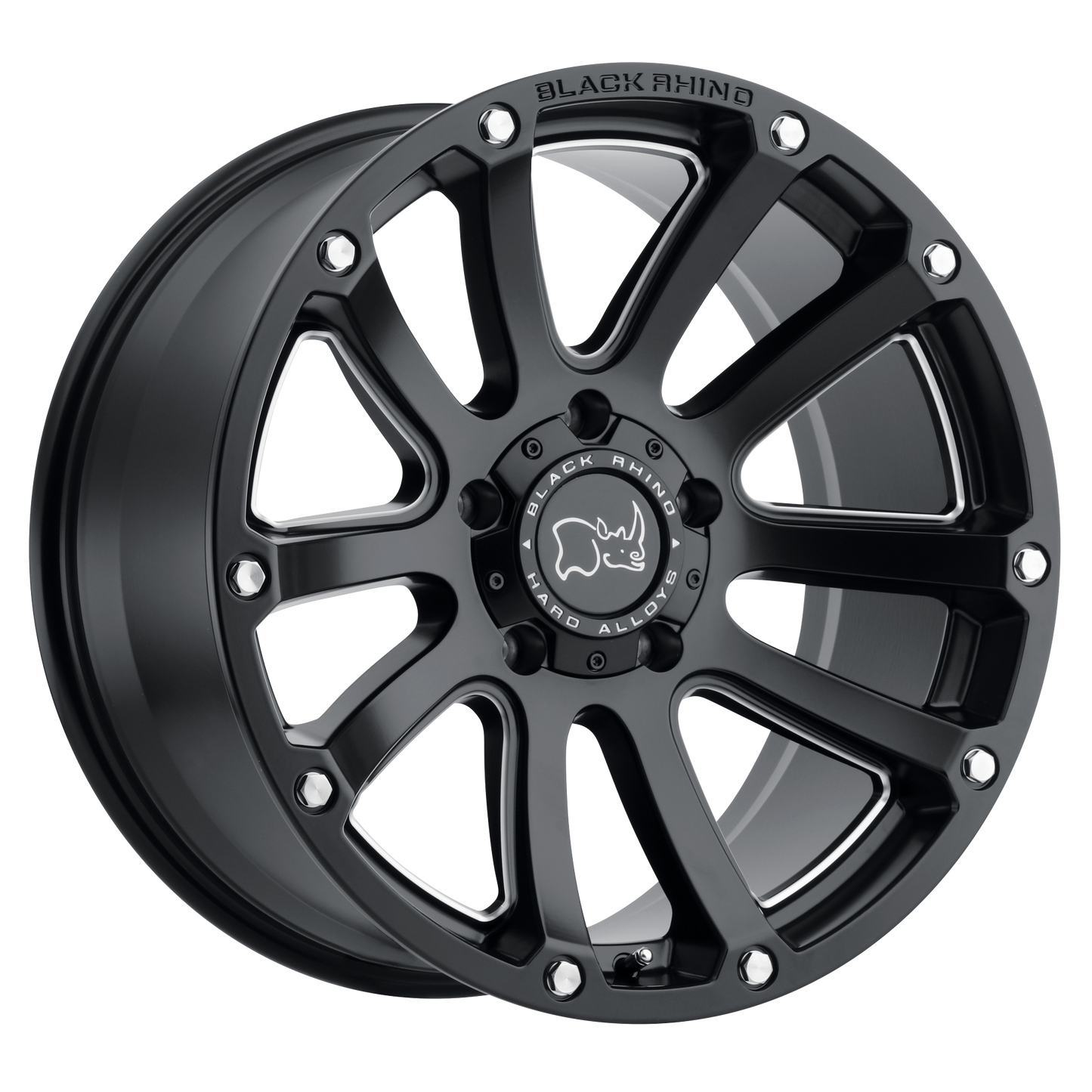 Black Rhino HIGHLAND 17X9.5 12 6X135/6X135 MATTE BLACK W/ MILLED SPOKES