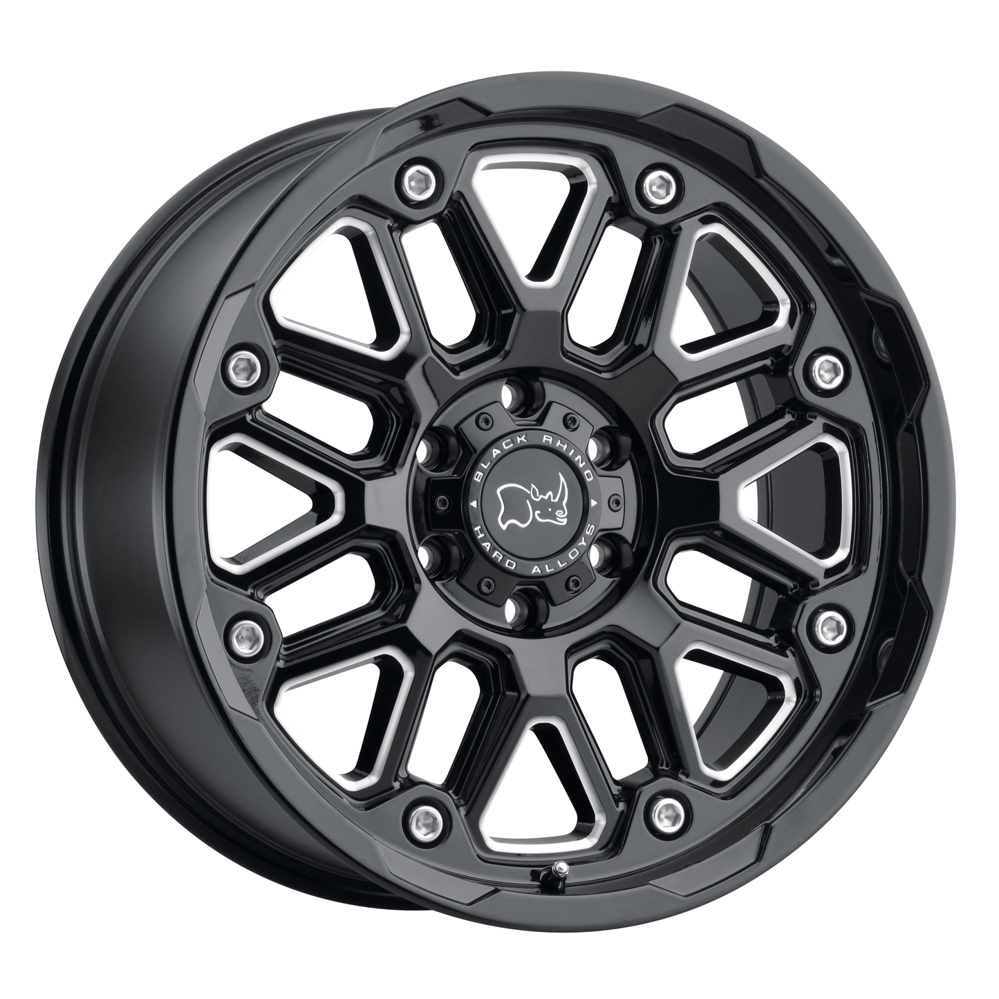 Black Rhino HOLLISTER 18X9.5 6 8X165.1/8X6.5 GLOSS BLACK W/ MILLED SPOKES