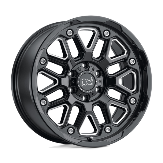 Black Rhino HOLLISTER 20X9.5 -18 8X180/8X180 GLOSS BLACK W/ MILLED SPOKES