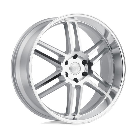Black Rhino KATAVI 24X10 25 5X139.7/5X5.5 SILVER W/ MIRROR-CUT FACE