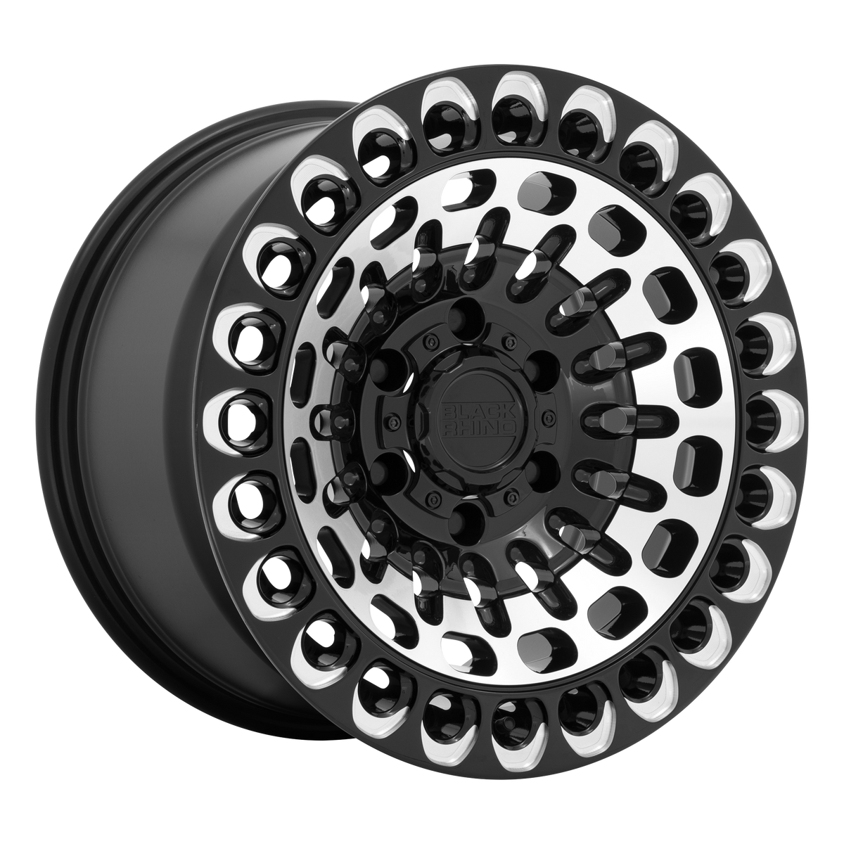 Black Rhino LABYRINTH 17X9.5 12 6X114.3/6X4.5 GLOSS BLACK WITH MACHINED FACE & MILLING