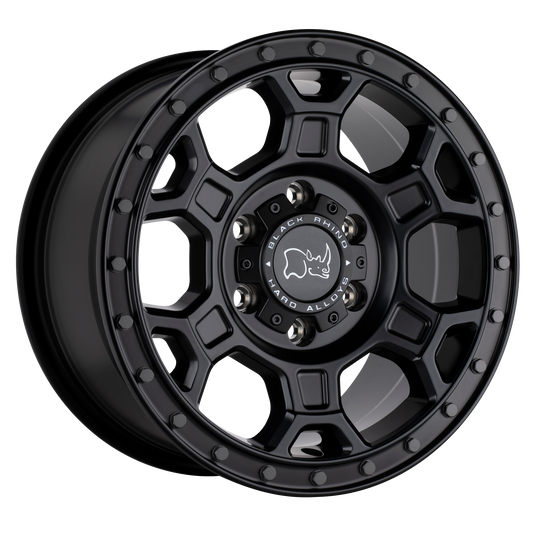 Black Rhino MIDHILL 16X8 38 6X130/6X130 MATTE BLACK W/ GUNMETAL BOLTS