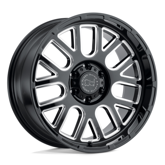 Black Rhino PISMO 20X12 -44 6X139.7/6X5.5 GLOSS BLACK W/ MILLED SPOKES