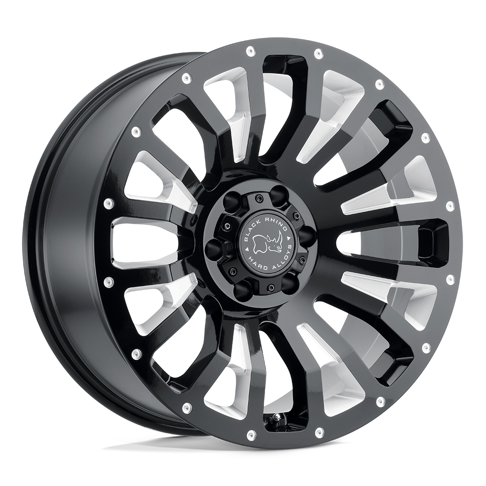 Black Rhino PINATUBO 20X12 -44 6X139.7/6X5.5 GLOSS BLACK W/ MILLED INSIDE WINDOW