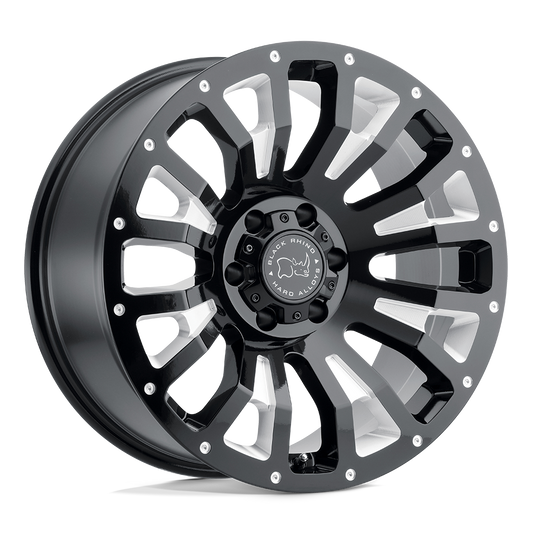 Black Rhino PINATUBO 20X12 -44 8X180/8X180 GLOSS BLACK W/ MILLED INSIDE WINDOW