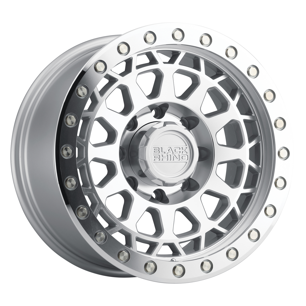 Black Rhino PRIMM 17X8.5 -38 5X127/5X5.0 SILVER W/ MIRROR FACE & MACHINED RING