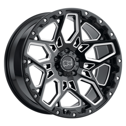 Black Rhino SHRAPNEL 17X9.5 12 6X135/6X135 GLOSS BLACK W/ MILLED SPOKES