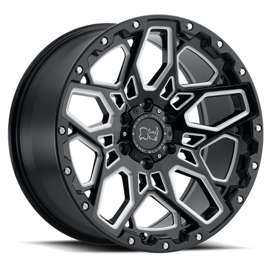 Black Rhino SHRAPNEL 17X9.5 12 6X139.7/6X5.5 GLOSS BLACK W/ MILLED SPOKES