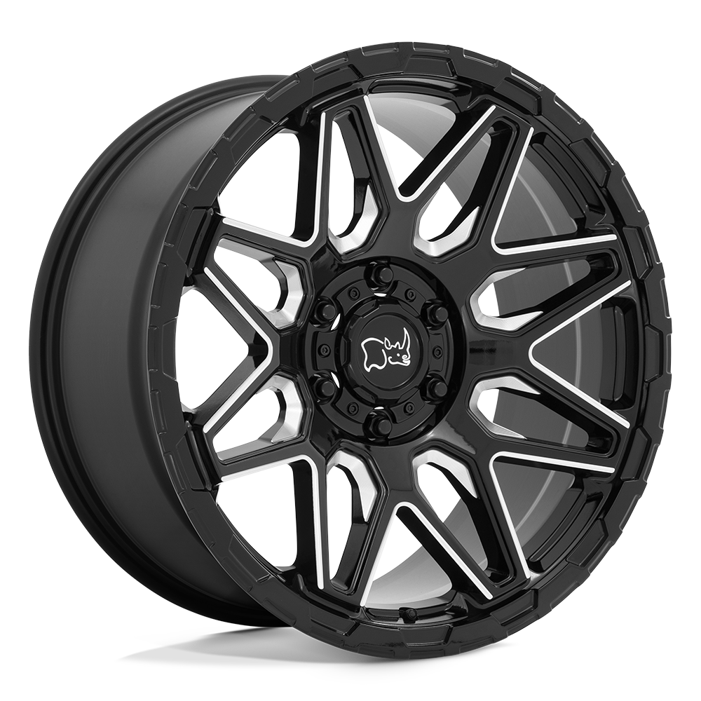 Black Rhino SHOCKWAVE 20X9.5 -18 5X127/5X5.0 GLOSS BLACK WITH MILLED SPOKES