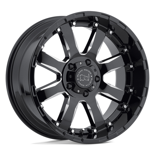 Black Rhino SIERRA 20X11.5 -44 8X165.1/8X6.5 GLOSS BLACK W/ MILLED SPOKES