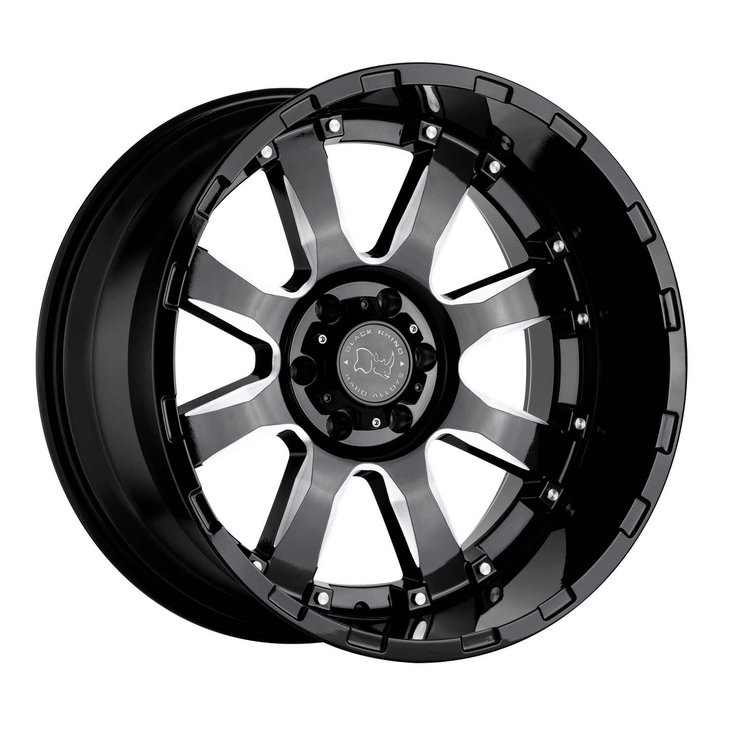 Black Rhino SIERRA 17X9 12 8X165.1/8X6.5 GLOSS BLACK W/ MILLED SPOKES