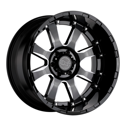 Black Rhino SIERRA 17X9 12 8X165.1/8X6.5 GLOSS BLACK W/ MILLED SPOKES